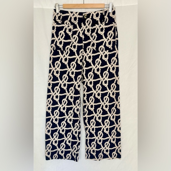 Anthropologie Maeve Colette Nautical Rope Print Cropped Wide-Leg Pants Sz 27 - Picture 3 of 8
